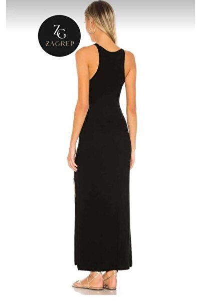 Zagrep Black Silk Jersey Maxi Dress - Sleeveless, Lining and No Inner Display