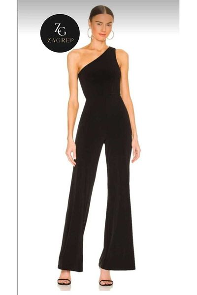 Zagrep Black Single Shoulder Silk Jersey Jumpsuit - Zagrep Design