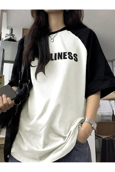 Touz Moda Oversize tričko Y2K Ordebliness White Reglan Sleeve