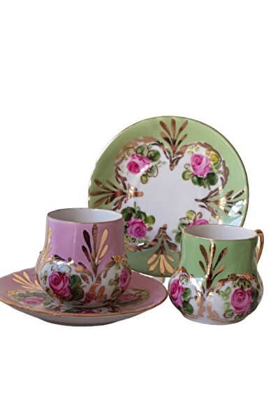BY.RAYKA PORSELEN El Dekor Saray Porcelain Hand Painting Set of 2 Cups