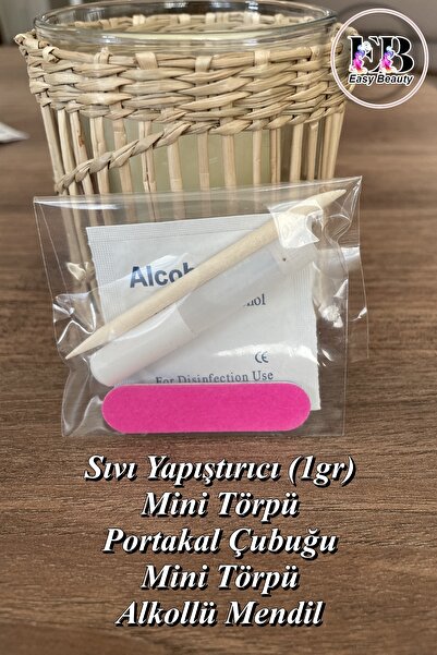 Easy Beauty Takma Tırnak Yapıştırıcı Seti, Törpü, Portakal Çubuğu ve Alkollü ...