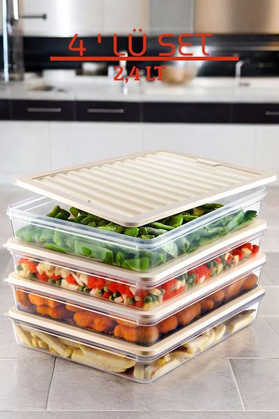 NY HOME Freshbox Set of 4 - Cream Storage Container Suitable for Microwave and Diffraction