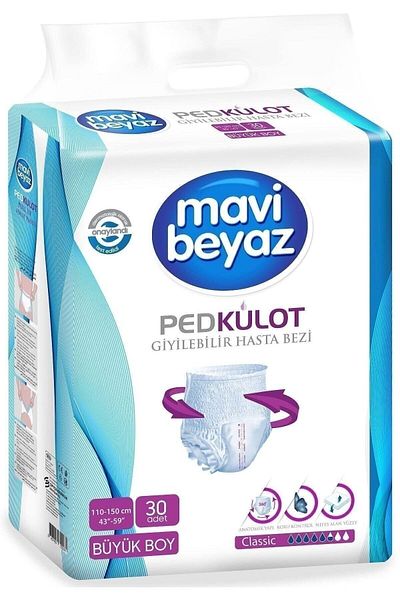 Mavi beyaz Pad Absorbent Panties Patient Diapers Large 90 Pieces