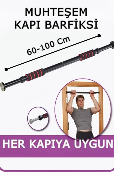 xolo Yeni Nesil Vidasız Kapı Barfiksi 100 cm Şınav Mekik Barfiks Çubuğu Siyah