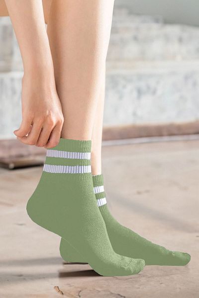 BLACK DEER Чорапи за тенис на райета, унисекс, 2 броя, зелени