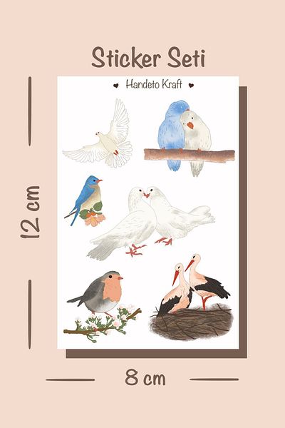 Handeto Kraft مجموعة ملصقات على شكل طائر مقاس 8 × 12 سم - مجلة رصاصة، جدول أعمال، بوجو، سجل قصاصات، ملصقات مجمعة