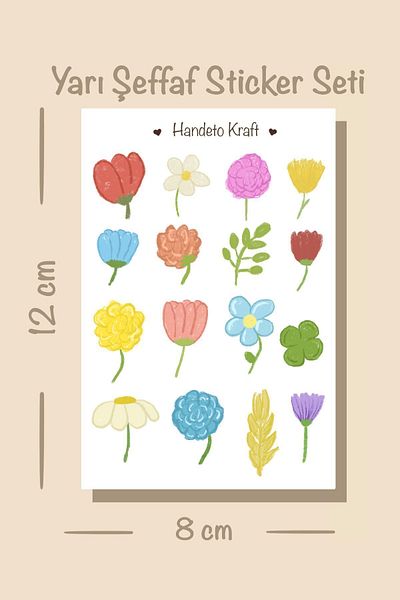 Handeto Kraft مجموعة ملصقات زهور شبه شفافة مقاس 8 × 12 سم ملصق مجمعة لسكرابوك بوجو مجلة مجلة مجمعة