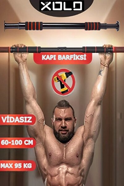 xolo Yeni Nesil Vidasız Kapı Barfiksi 100 cm Şınav Mekik Barfiks Çubuğu Siyah