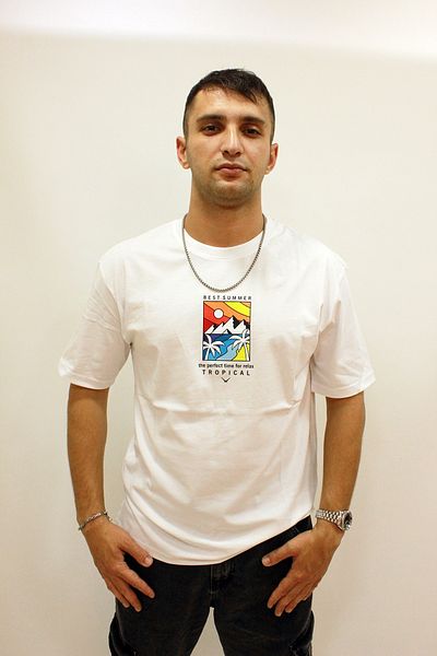 Cazador Jazz 4197 - Tricou cu imprimeu pentru bărbați, relaxat, cu decolteu și spate
