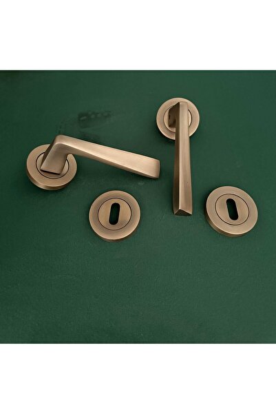 KOLDOOR Piramidă Mat - Galben Antic, Rozetă Rotundă, 3 Seturi Mâner Ușă Camerei