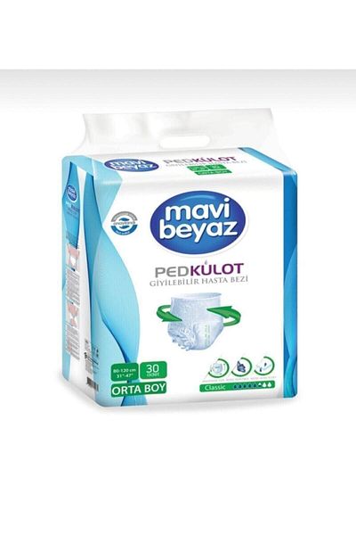 Mavi beyaz Pad Absorbent Panties Patient Diaper Medium Medium 30 Pieces