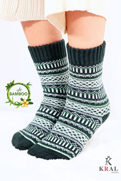 Miss Lana Специално производство (3 чифта) Дебели зимни 100% вълнени шарени чорапи на райе