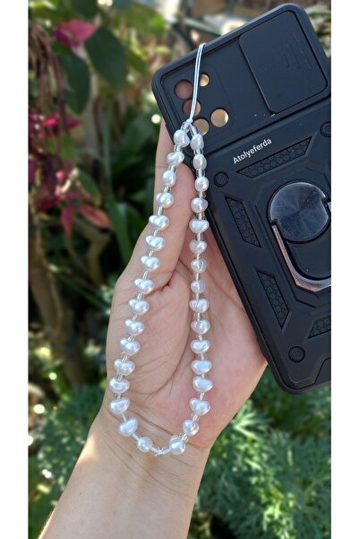 Atolye Ferda Pearl And Silver Transparent Design Phone Charm Phone Strap