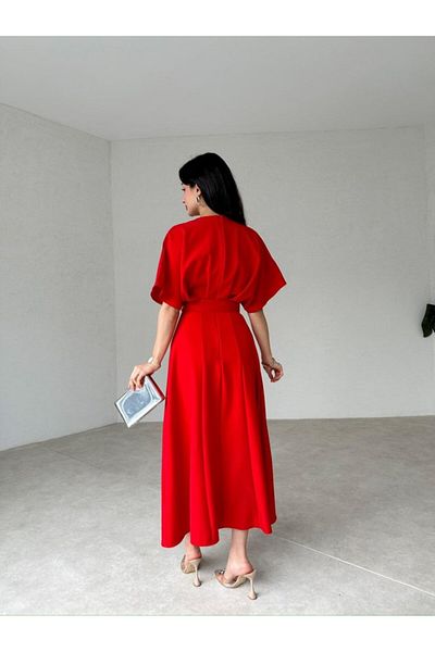 Afiş Butik Midi Length Belt Detailed Dress