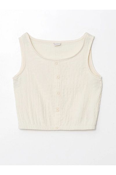 LC Waikiki LCW Kids - Bluză crop cu decolteu în U pentru fete