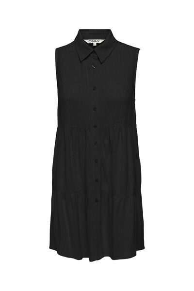 ONLY ONLSIESTA S/L LINEN BL SHIRT DRESS PNT Keten Elbise