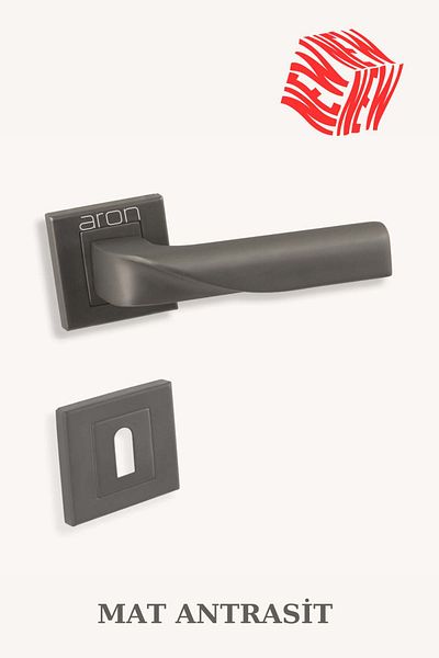 ARON Sofuoğlu Stainless Lux Noyan (MATTE ANTHRACITE) Square Rosette (ROOM) Door Handle Aluminum / Steel