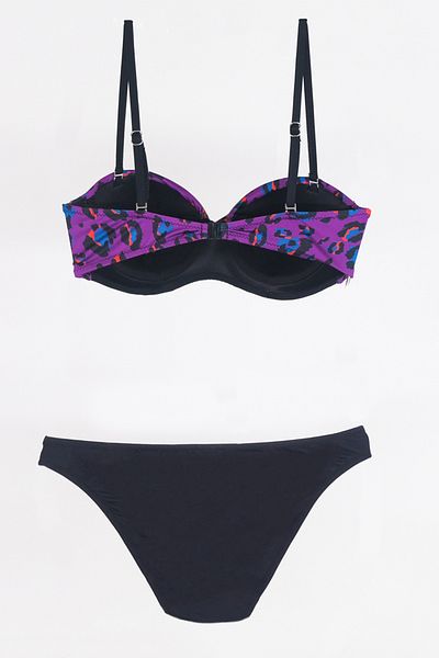 TooHot Γυναικείο Σετ Μπικίνι Στράπλες Μωβ Leopard Twist-40