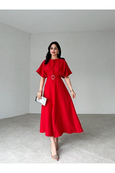 Afiş Butik Midi hosszúságú öv részletes ruha