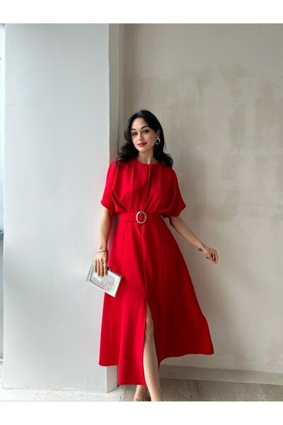 Afiş Butik Midi hosszúságú öv részletes ruha