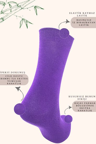 KRAL SOCKS Дамски чорапи, абсорбиращи потта, безшевни, изключително меки модели, дълги бамбукови чорапи (3 ЧИФТА) асортимент цвят