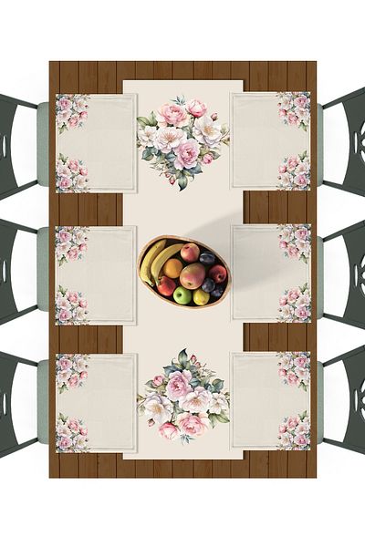 Filamente Digital Printed Runner - 6 PCs American Service, ανθεκτικό στους λεκέδες και πλενόμενο υφασμάτινο σετ τραπεζιού