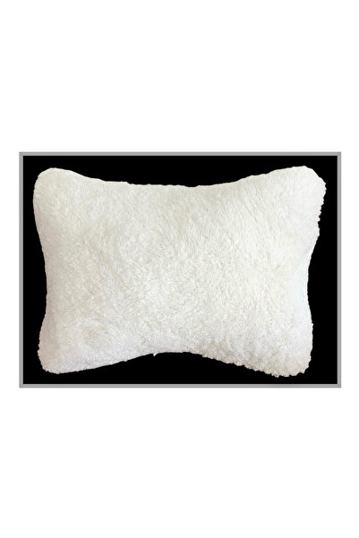 TUSBA MARKET Scaun auto ortopedic alb din pluș - pernă de călătorie pentru gâ...