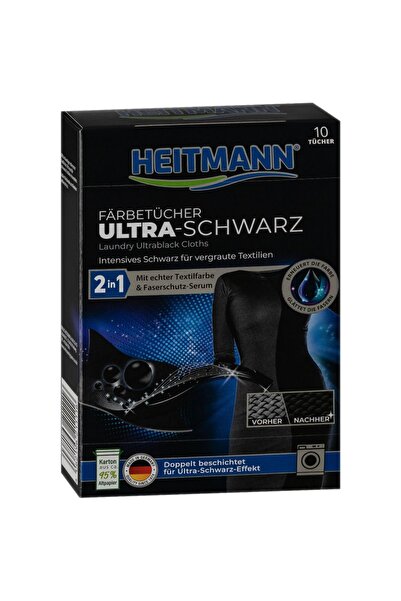 HEITMANN 2'si 1 Arada Ultra Siyah Renk Koruyucu Boyama Mendilleri 10'lu