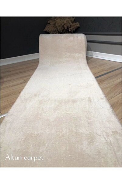 Altun Altuncarpet Bedroom - 150*55 Cream Cut, Gel Non-Slip Post Plush Carpet