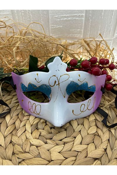 Deniz Party Store Pink Glitter Plastic Mask for New Year's Party, Ball, Halloween - 1 Piece