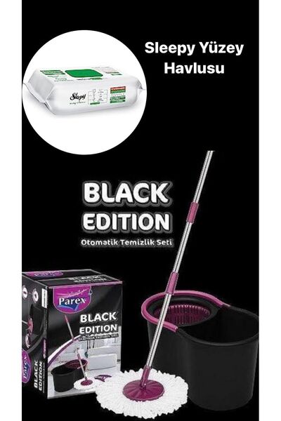 Sleepy Parex Black Edition Otomatik Temizlik Seti - Kova Mop Seti--Sleepy Eas...