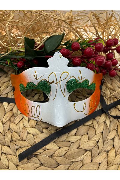 Deniz Party Store 1 Piece Orange Glitter Plastic New Year's Ball Mask - Halloween