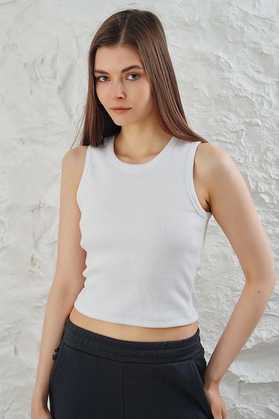 segrock Set de 2 bluze crop tricotate cu guler cu nervuri elastice - cu nervuri late