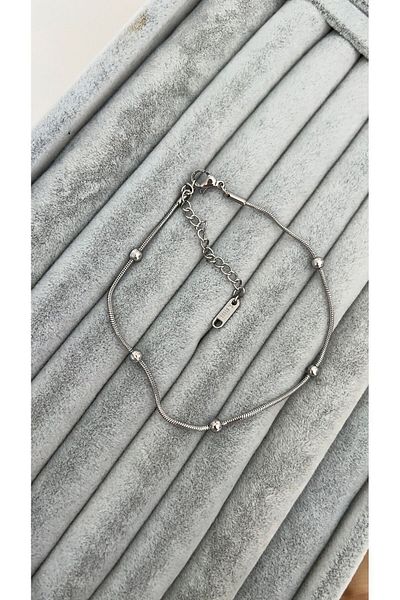 SU PERİSİ TAKI BİJUTERİ Steel Silver Single Row Dorica Anklet