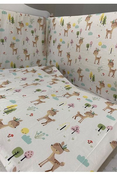 Jaju Baby Deer Patterned Crib Edge Protection 90x190 cm