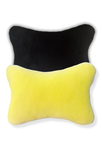 TUSBA MARKET Orthopedic Car Car Seat - Black Yellow Fleece, Travel Neck Pillo...