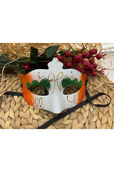 Deniz Party Store 1 Piece Orange Glitter Plastic New Year's Ball Mask - Halloween