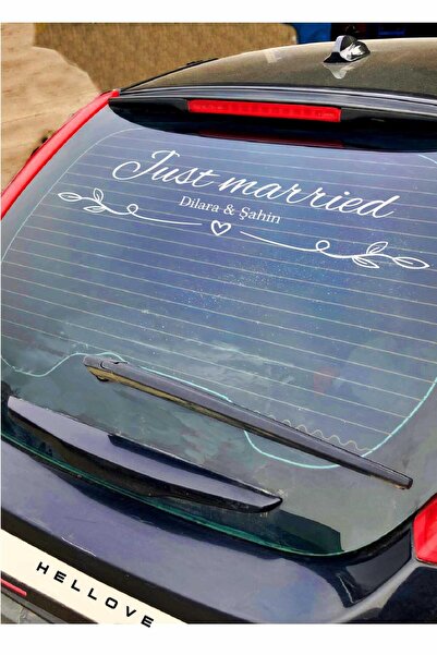 AVMmarketim Gelin Arabası Sticker Süs Dekoratif Isim Ve Tarih Yazılı Özel Etiket