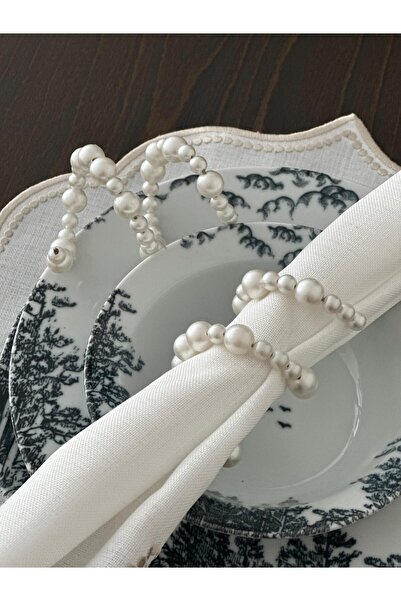 Amber Stüdyo مجموعة من منديل وخاتم مصنوع يدويًا بتصميم لؤلؤي