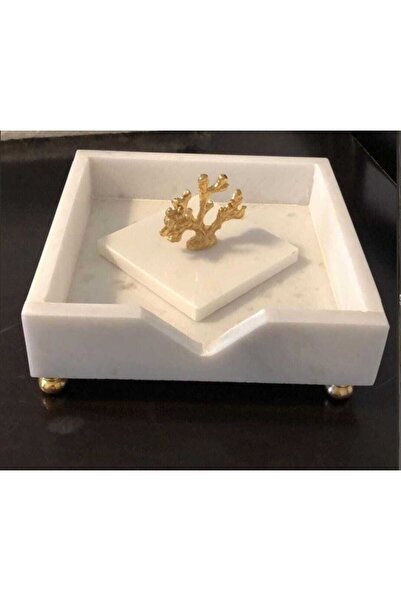 Sümeyra Marble Art Decorative Natural Marble Napkin Holder Square