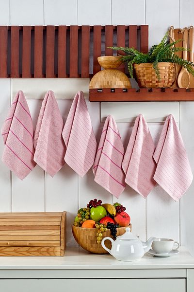 TABEA HOME Clover 6-Piece Cotton Hand and Face Towel Set - 30x50cm Kitchen Towel