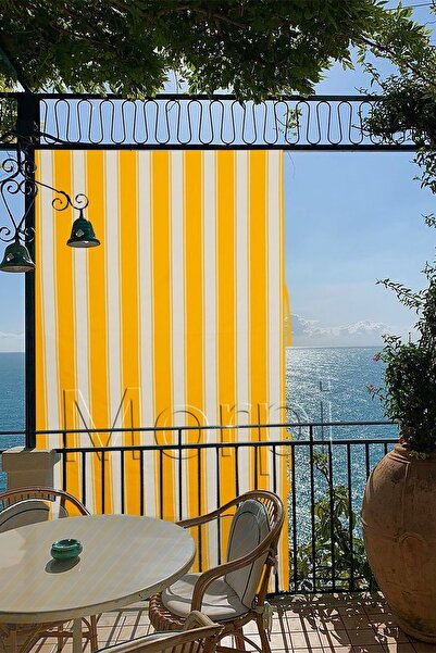 morpi Branda 1. Sınıf Balkon Perdesi (Yükseklik 200cm)Kornişli-bağcıklı-güneş...