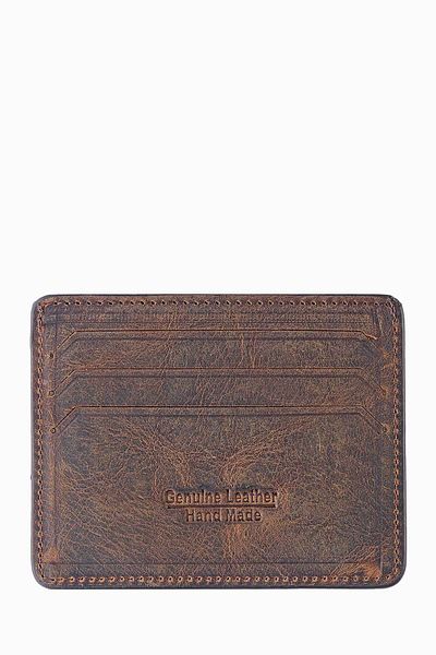 DAMY Suport pentru carduri maro cu model minim - Compartiment pentru bani, Suport pentru carduri cu frunze K530