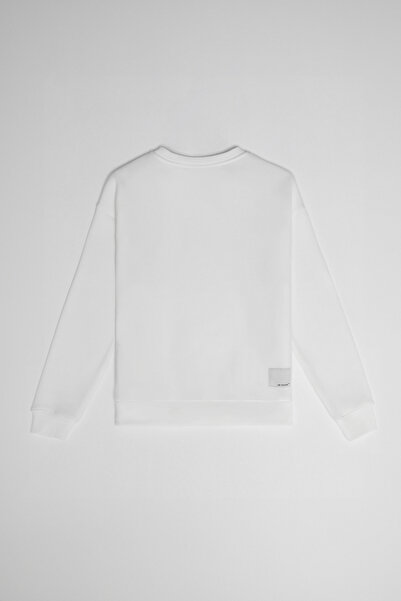 GRIMELANGE Vi̇li̇ Women's Fleece Inside Oversize Fit Basic Crew Neck Long Sleeve Vanilla Sweatshirt