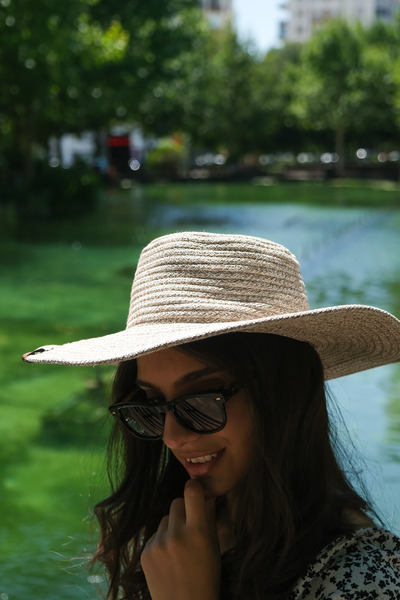 KAAN HOME Kaan Home - Pălărie de plajă din iută din răchită, pălărie de vară