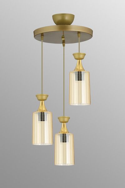 Genel Markalar Sarkıt Tepsi Eskitme 3'lü Boru Mika Bal Camlı Modern Aşağı Bak...