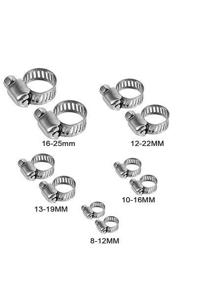 Kenet Ticaret 10 Pieces Hose Clamp - Different Sizes 8-25 mm