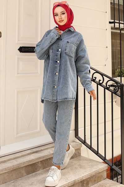 benguen 1699 Model Blue Set Double - Detaliat în piatră