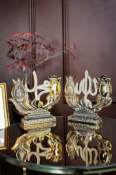 Hac Umre Hediyelik İkili Biblo Gül Lale Allah Muhammed Dini Islami Biblo Akse...