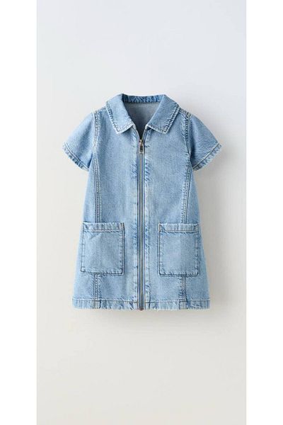 Teeny Weeny Kids Rochie de blugi pentru fetiță sezon nou - Detaliată cu fermoar
